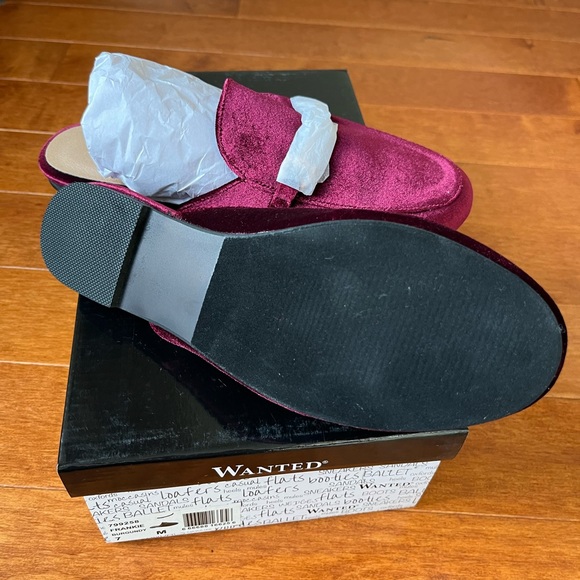 NWT Slip On Wanted Frankie Women's Burgundy Mule Flats Loafers All Sizes - Picture 5 of 9